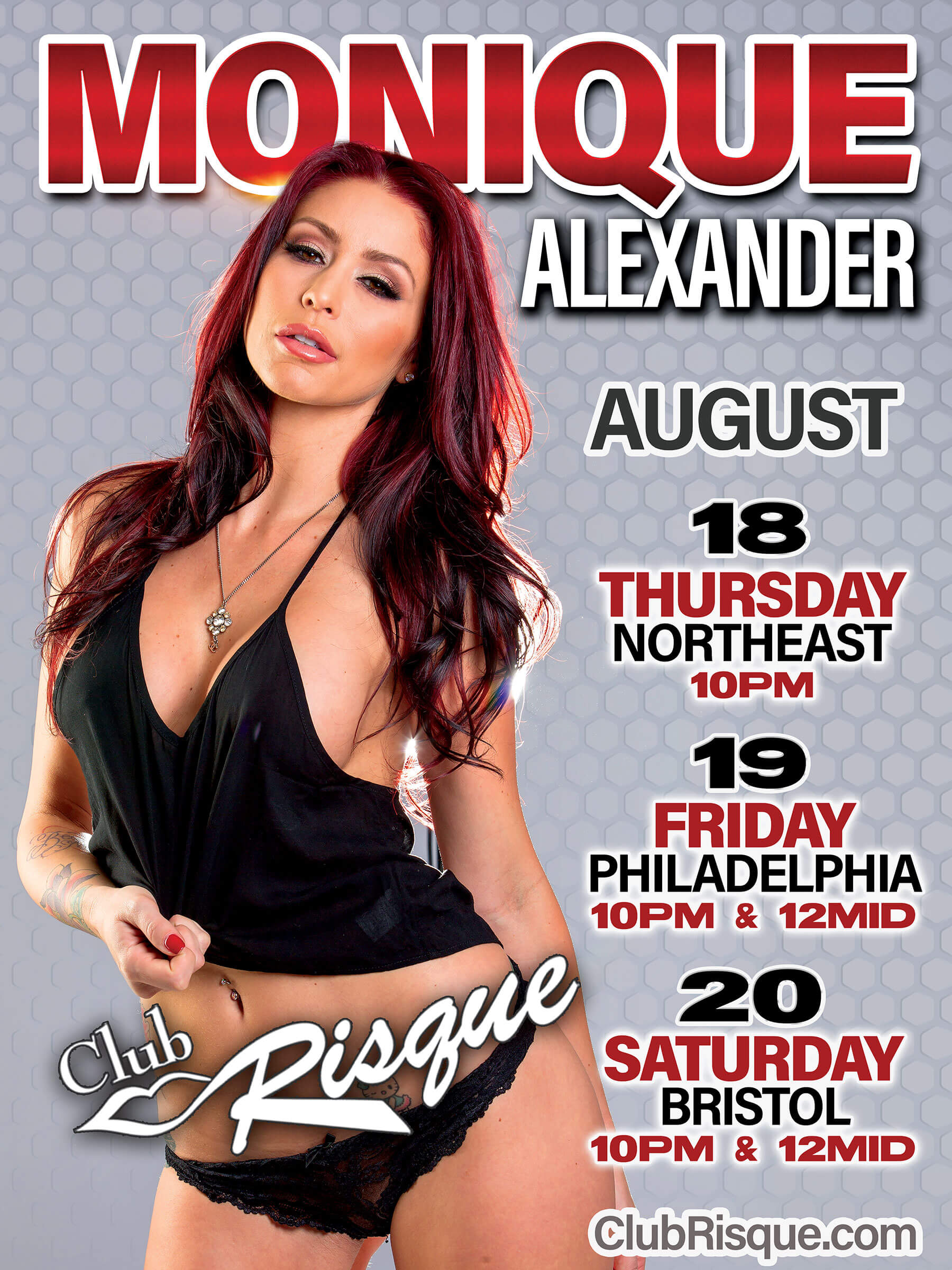 Monique Alexander is coming to Club Risque in August 2022